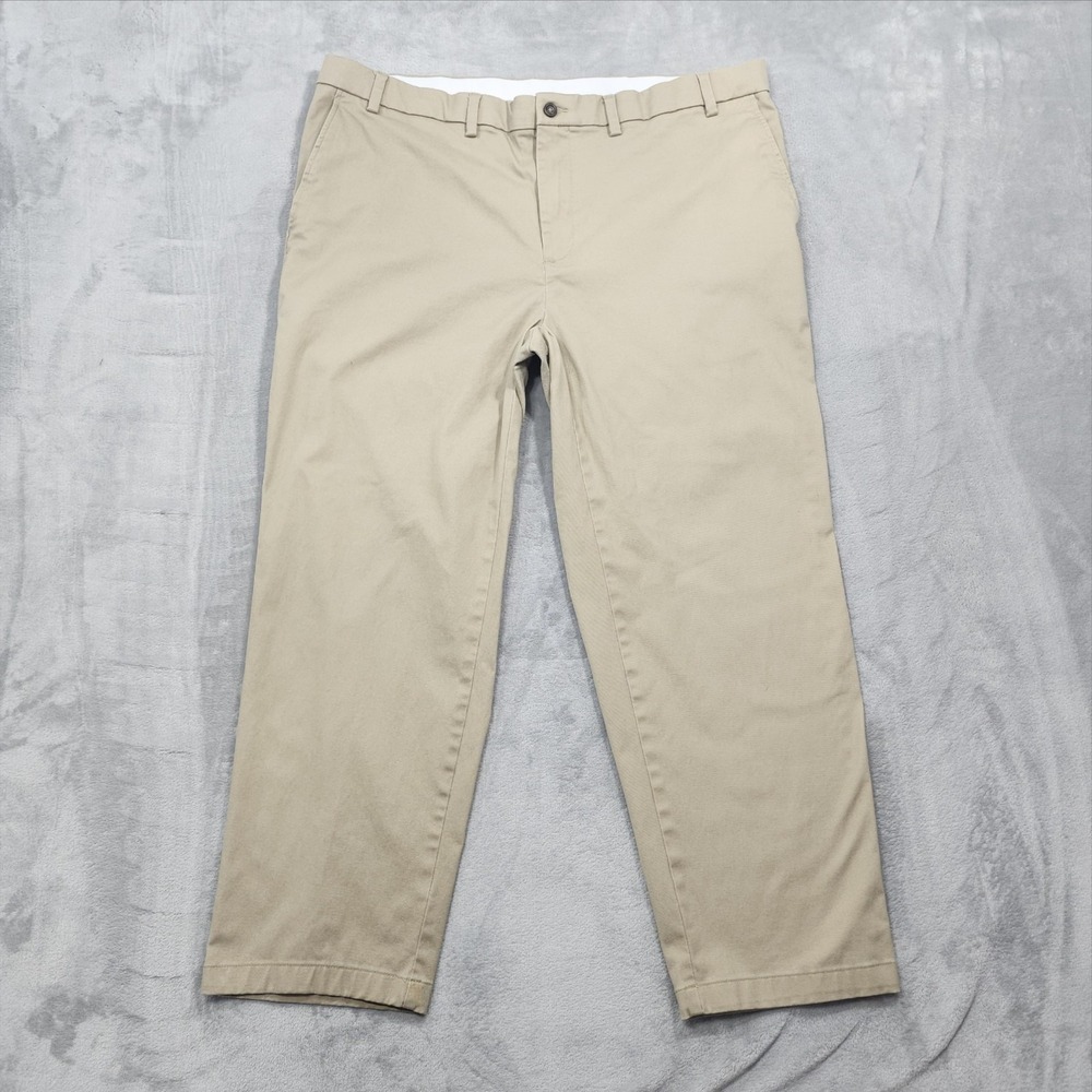 George Pants Mens 44x30 Beige Regular Fit Flat Front Chino Stretch Office Casual
